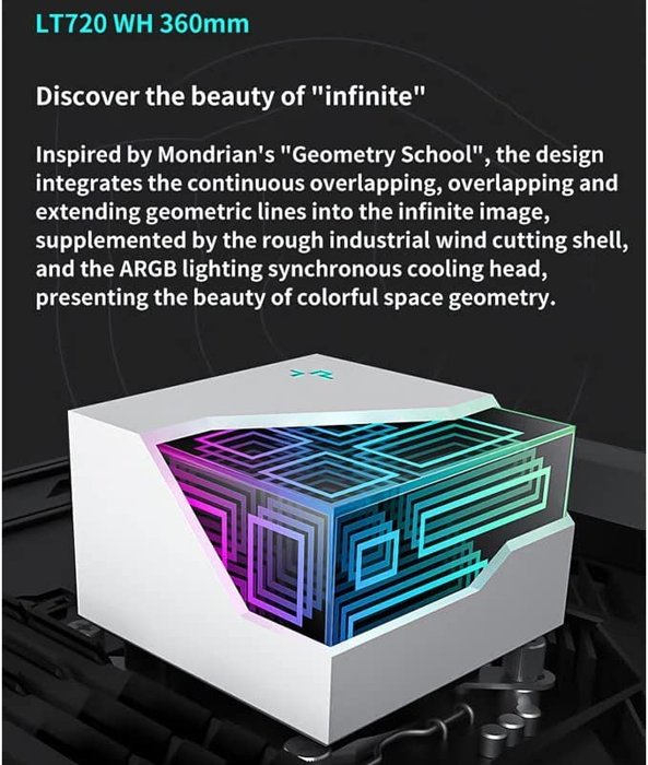 DeepCool LT720 WH 360mm Liquid CPU DeepCool LT720 360mm White: A-RGB PWM Fans w⁄Infinity Mirror