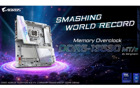 Z890 AORUS TACHYON ICE Dominates Global DDR5 Performance, Shattering World Record at DDR5-13530